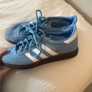 adidas Light Blue Suede Sneakers with White Stripes